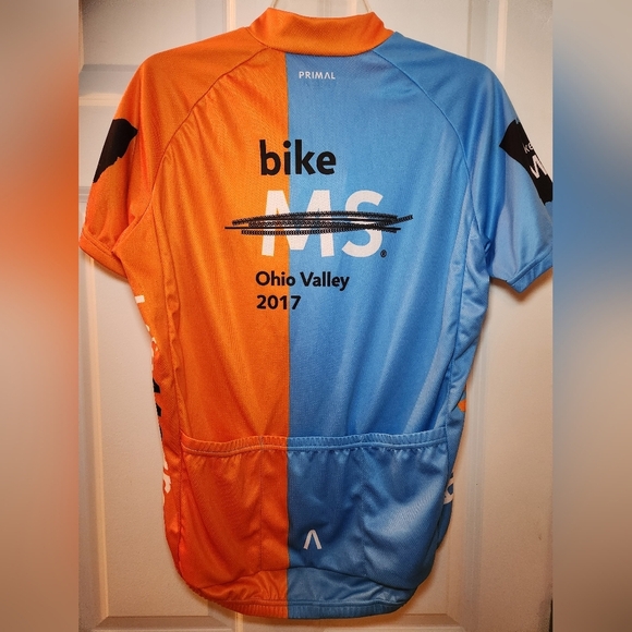 PRIMAL BIKE MS 2017 CYCLING JERSEY MENS SZ MEDIUM Orange Blue EUC - Picture 7 of 8